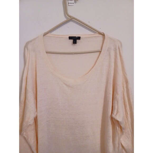 J. Crew Linen Pullover Sweater XL Cream Ivory Longsleeve Casual Lightweight - Picture 6 of 10